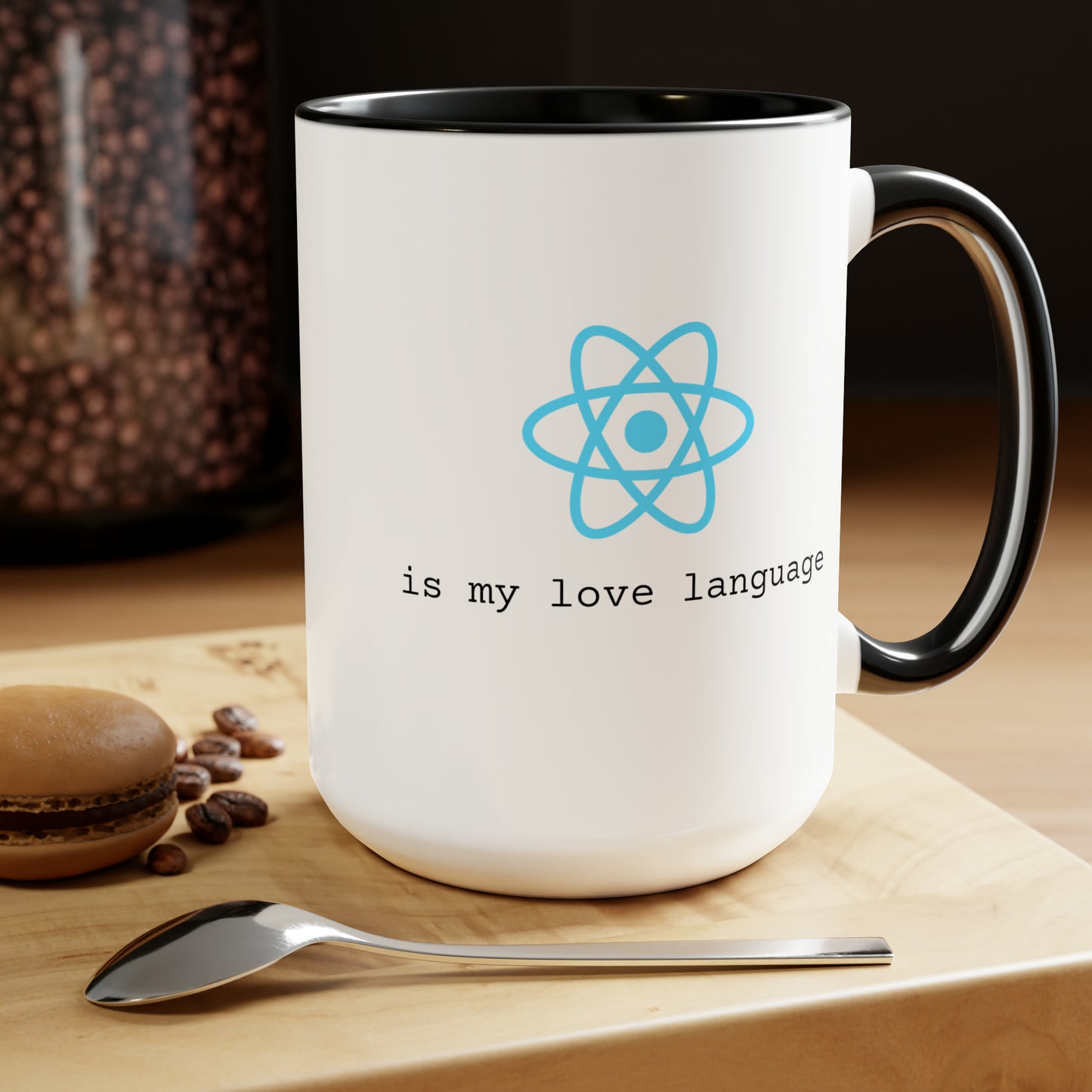 React is My Love Language, Two-Tone Coffee Mug, 15oz