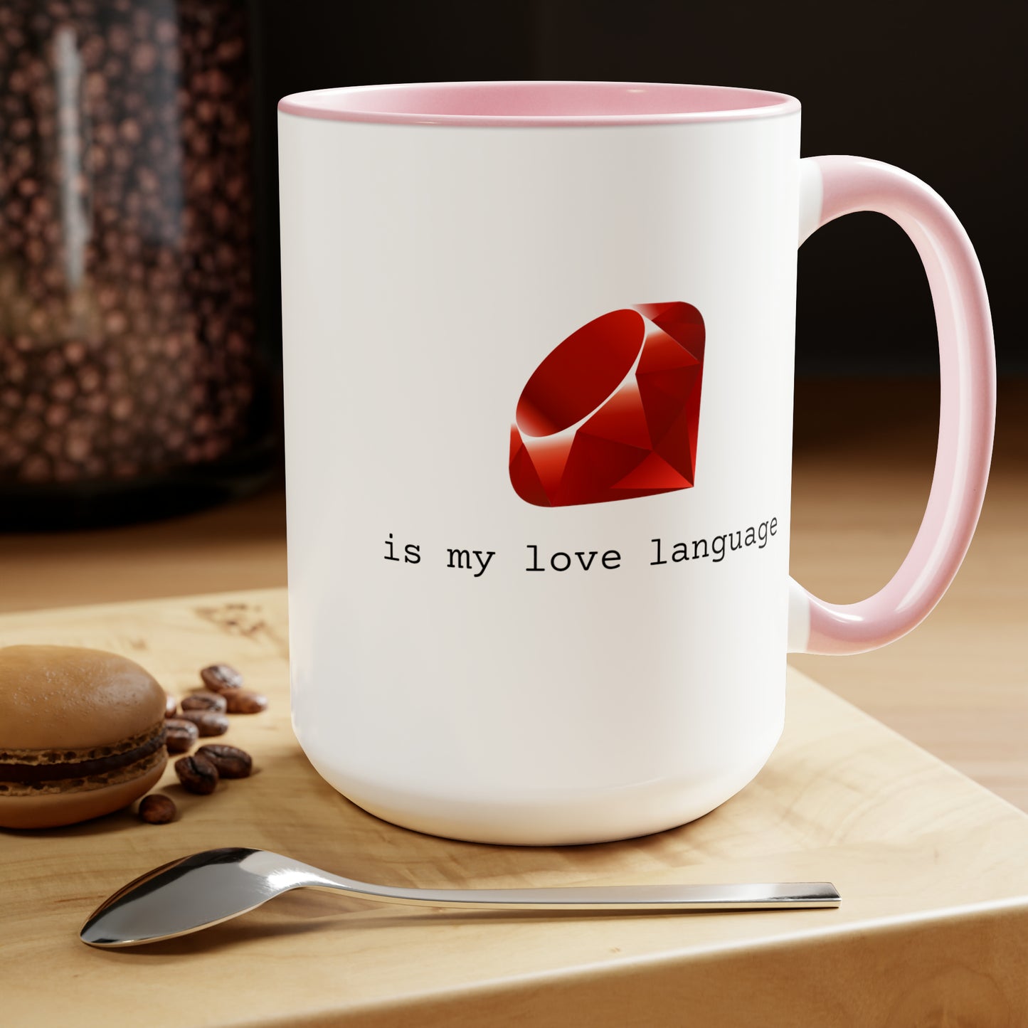 Ruby is My Love Language, Two-Tone Coffee Mug, 15oz