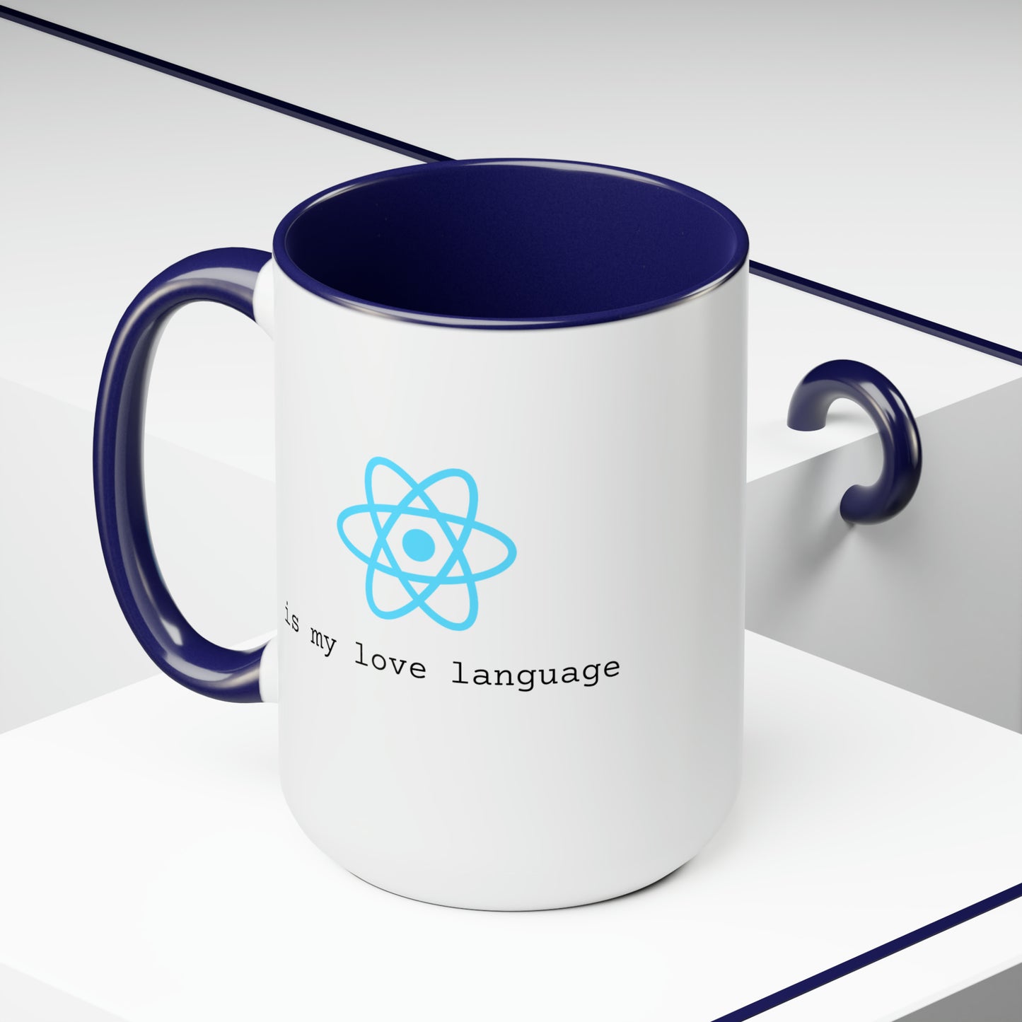 React is My Love Language, Two-Tone Coffee Mug, 15oz