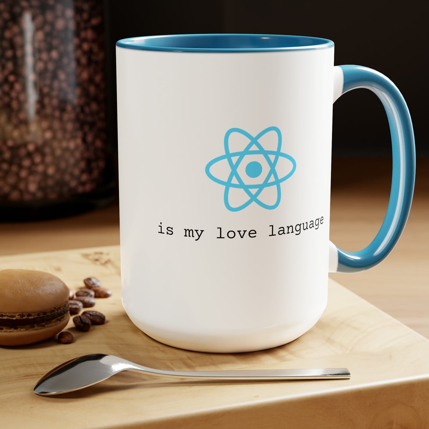 React is My Love Language, Two-Tone Coffee Mug, 15oz