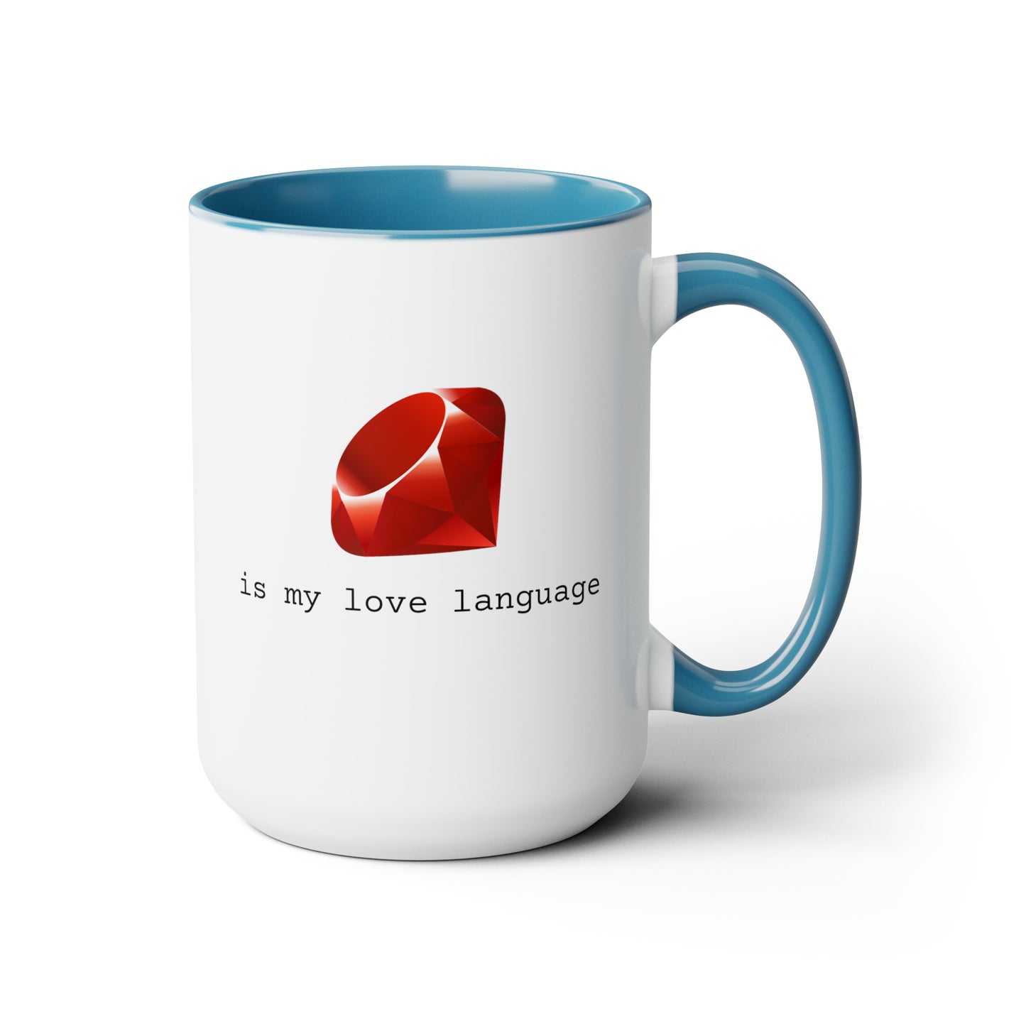 Ruby is My Love Language, Two-Tone Coffee Mug, 15oz