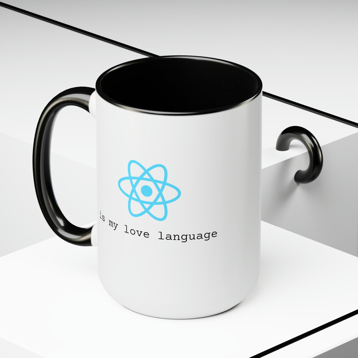 React is My Love Language, Two-Tone Coffee Mug, 15oz