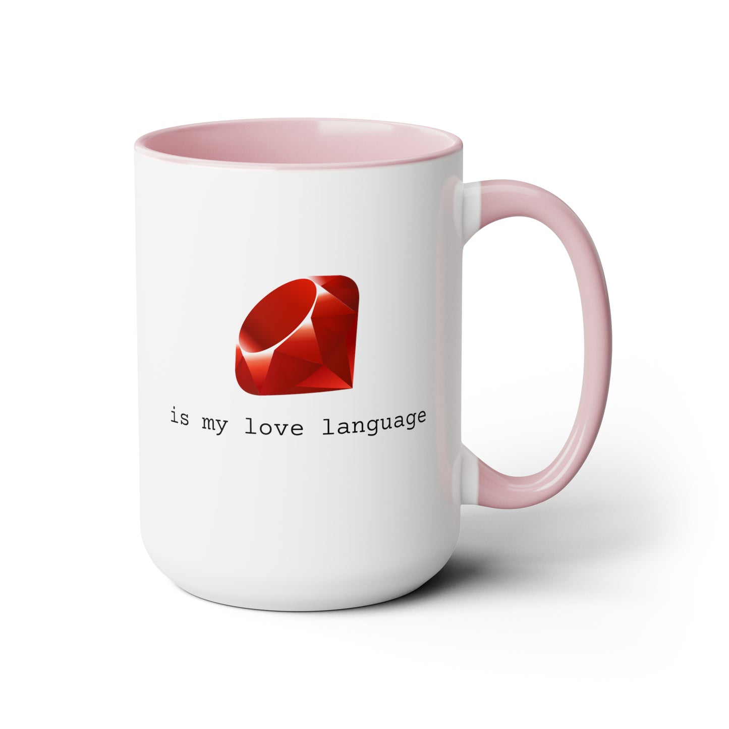 Ruby is My Love Language, Two-Tone Coffee Mug, 15oz