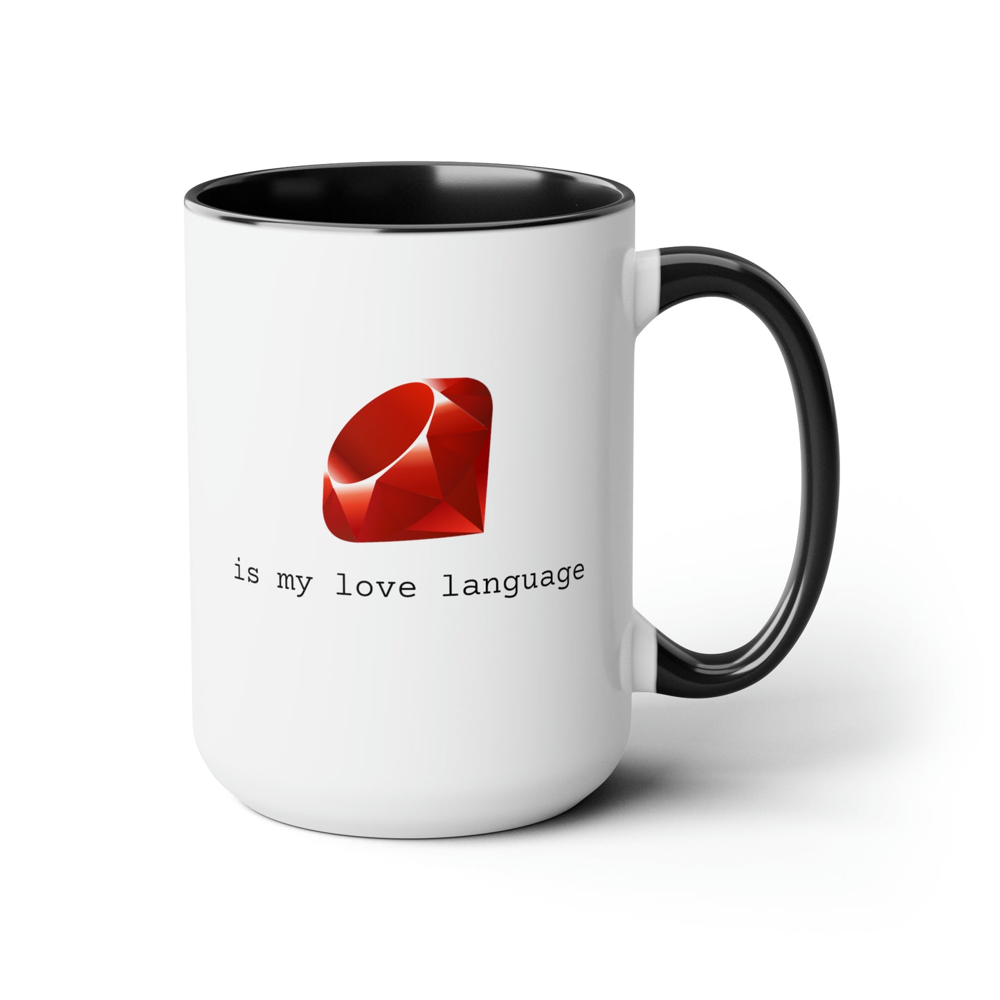 Ruby is My Love Language, Two-Tone Coffee Mug, 15oz