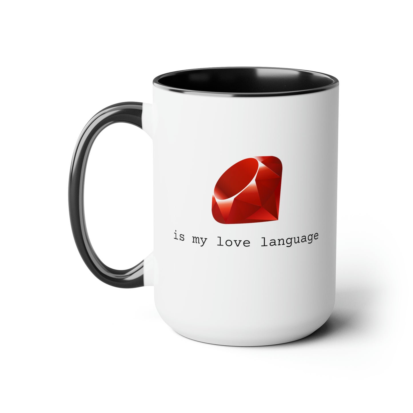 Ruby is My Love Language, Two-Tone Coffee Mug, 15oz