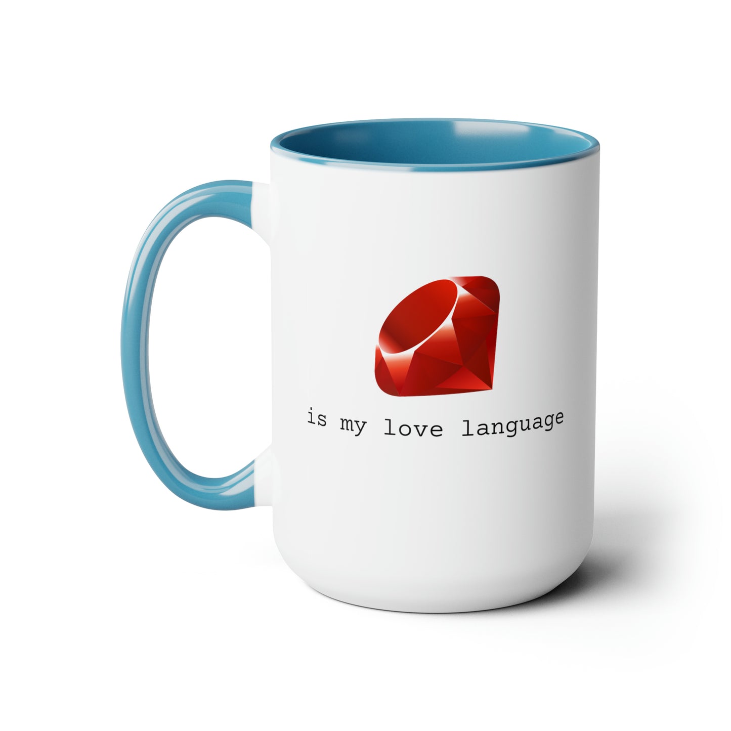 Ruby is My Love Language, Two-Tone Coffee Mug, 15oz