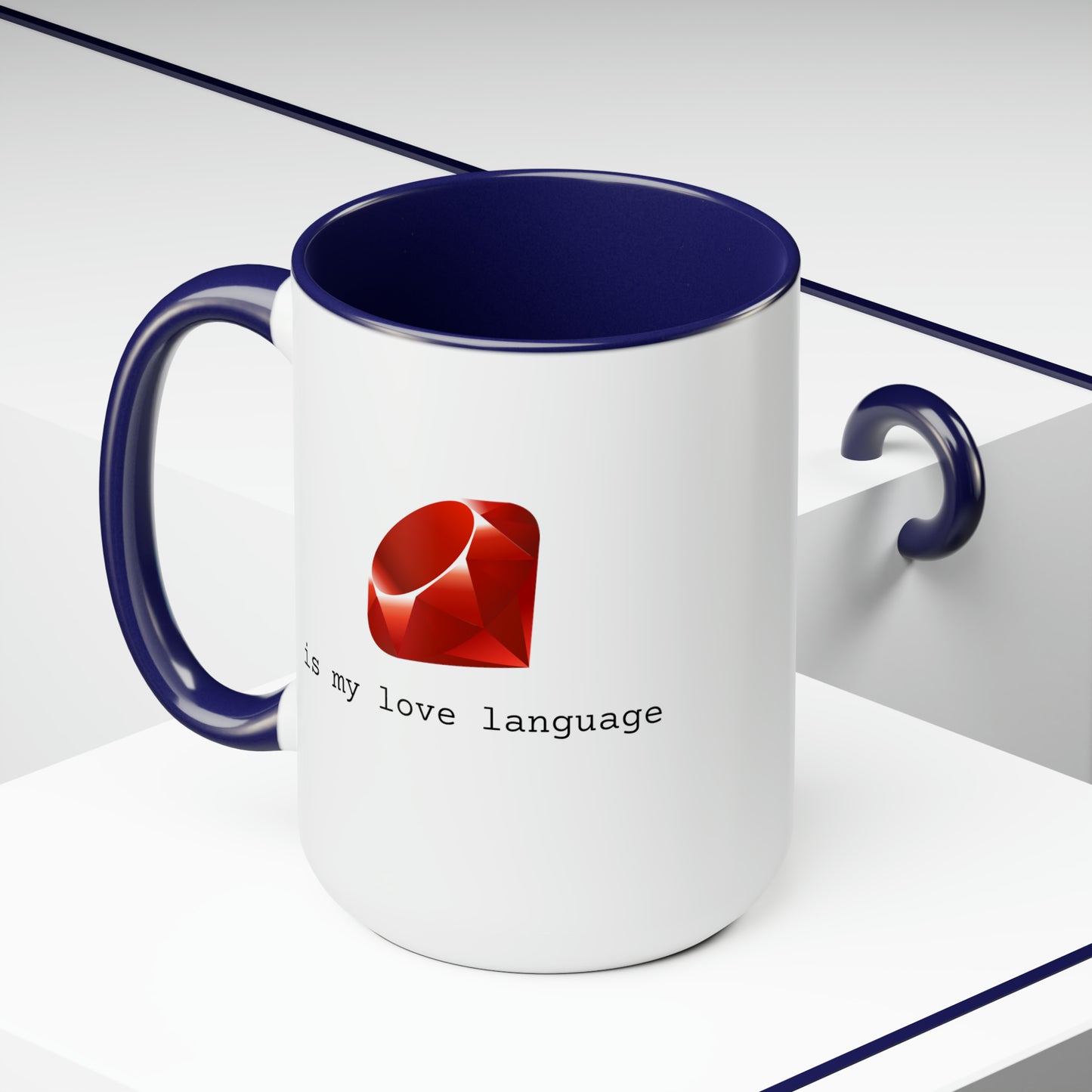 Ruby is My Love Language, Two-Tone Coffee Mug, 15oz