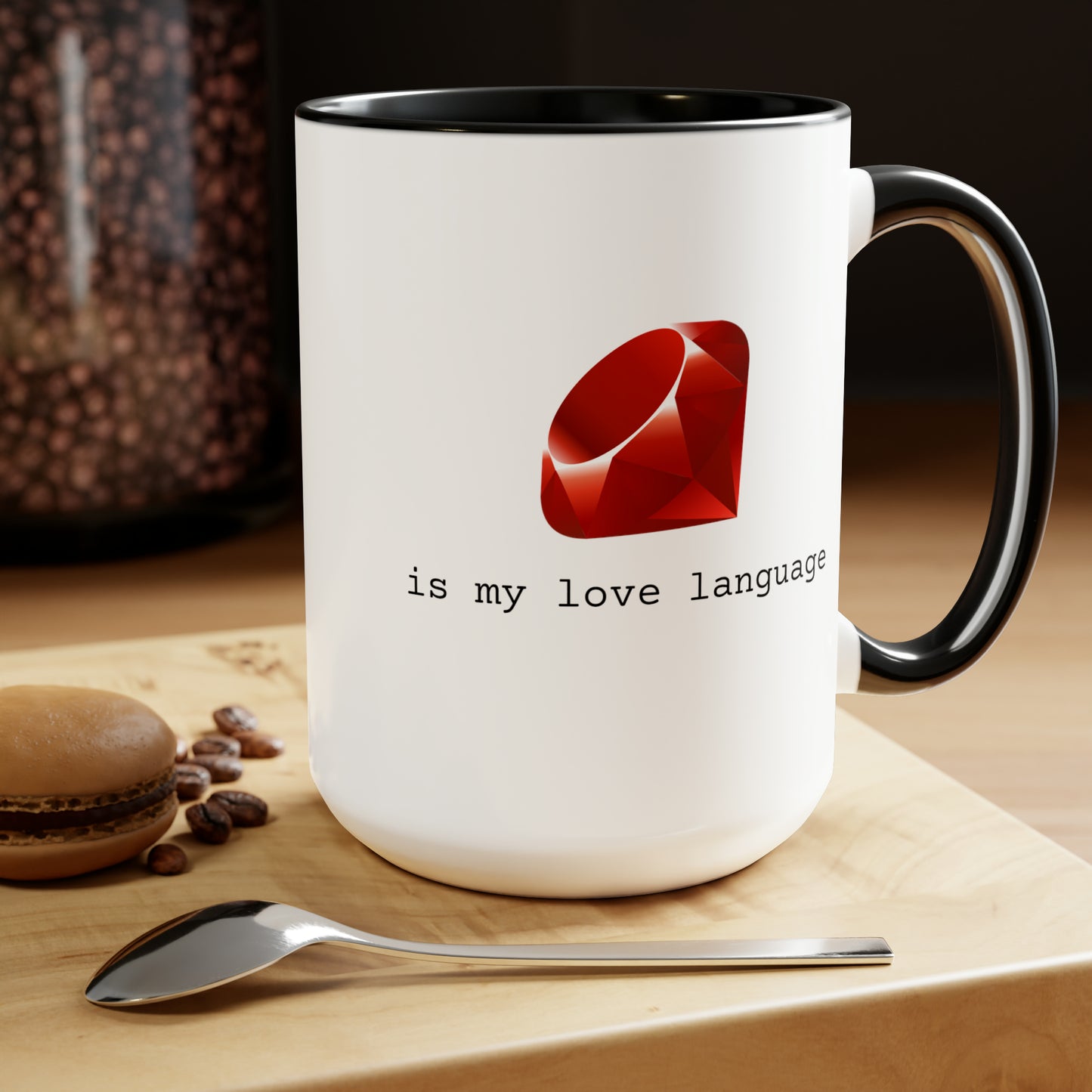 Ruby is My Love Language, Two-Tone Coffee Mug, 15oz