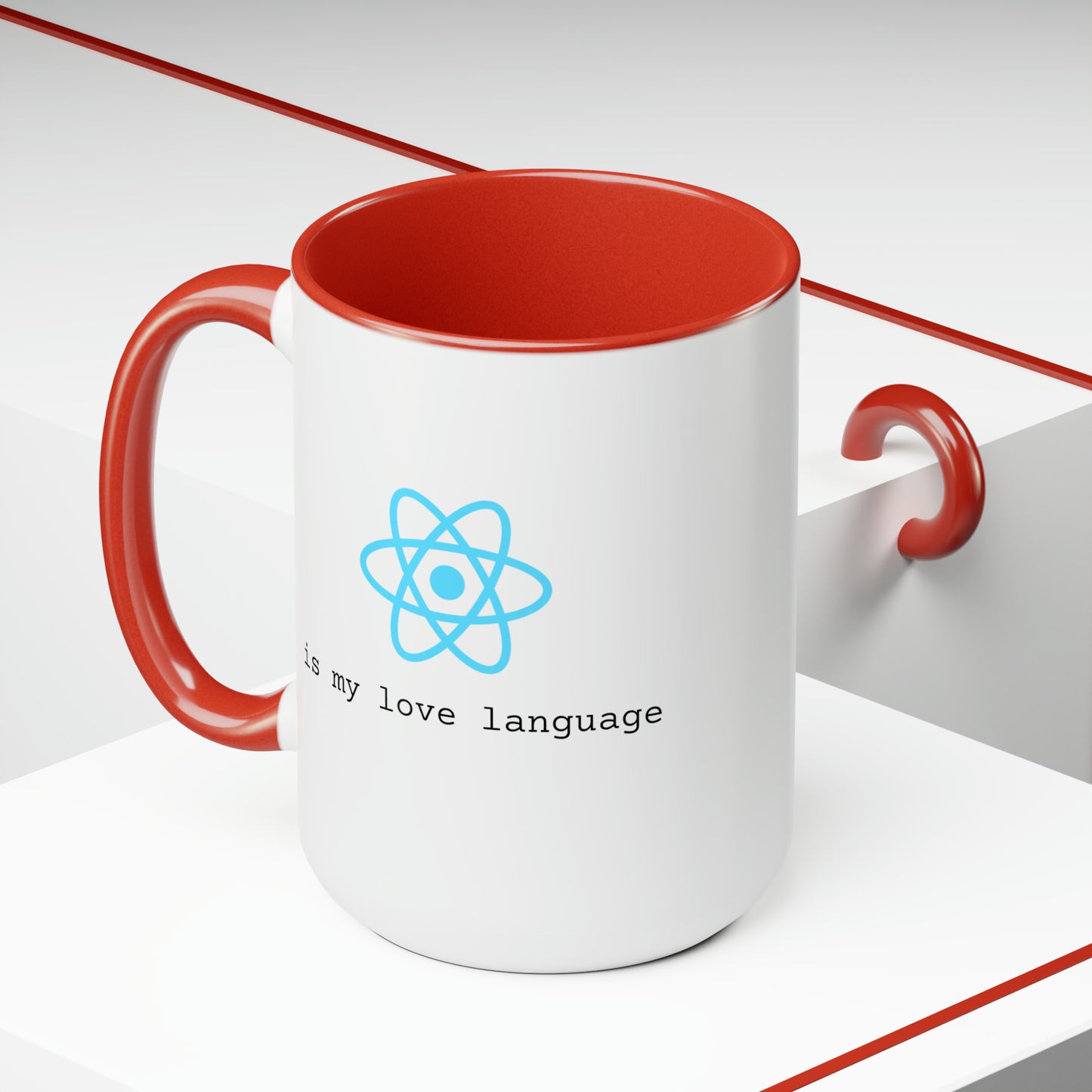 React is My Love Language, Two-Tone Coffee Mug, 15oz