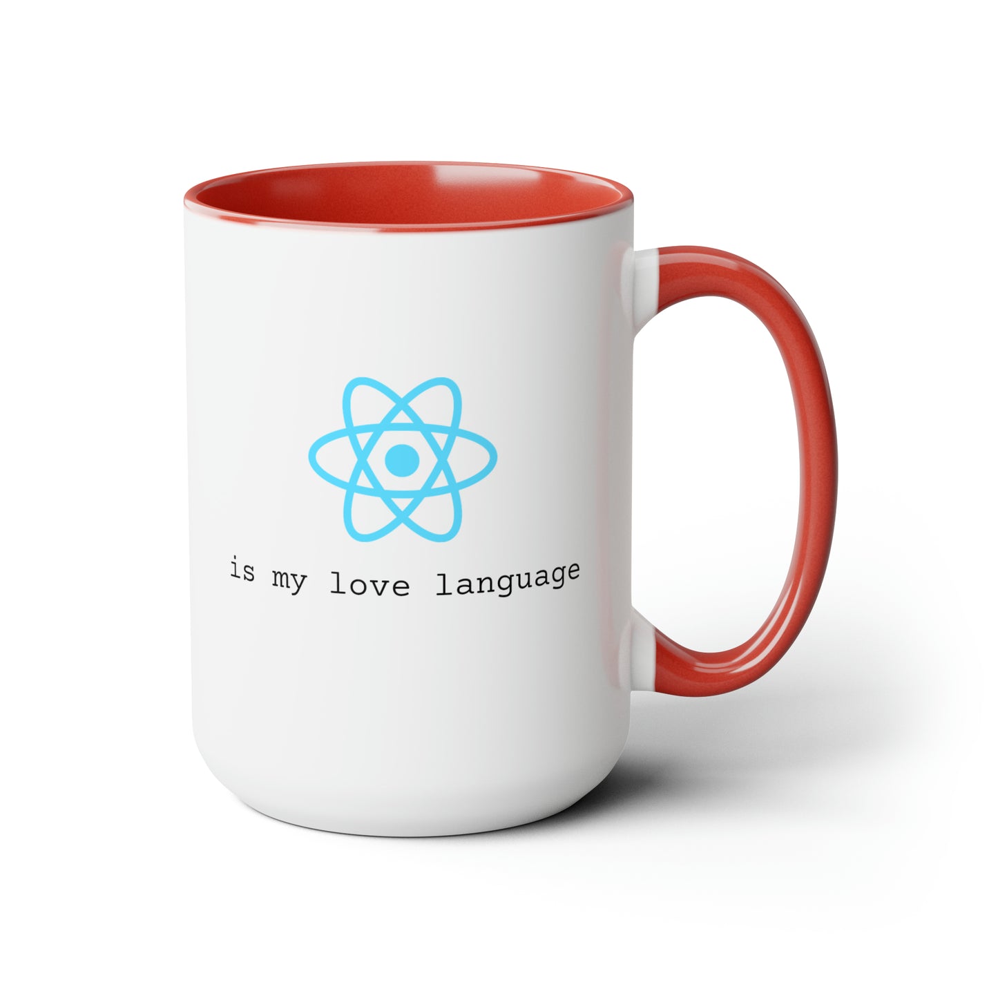 React is My Love Language, Two-Tone Coffee Mug, 15oz