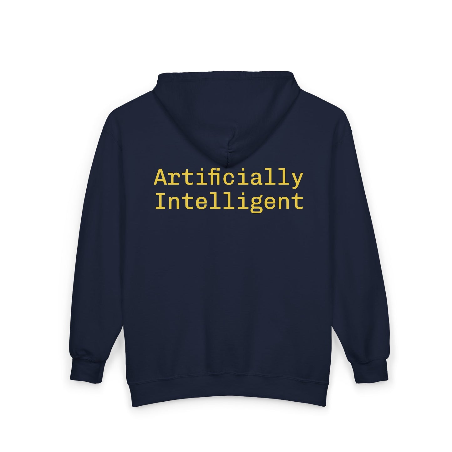 Artificially Intelligent Zip Hoodie — "Artificially Intelligent" Text & Sparkle Design