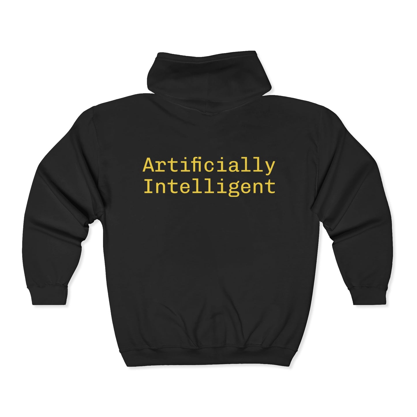 Artificially Intelligent Zip Hoodie — "Artificially Intelligent" Text & Sparkle Design
