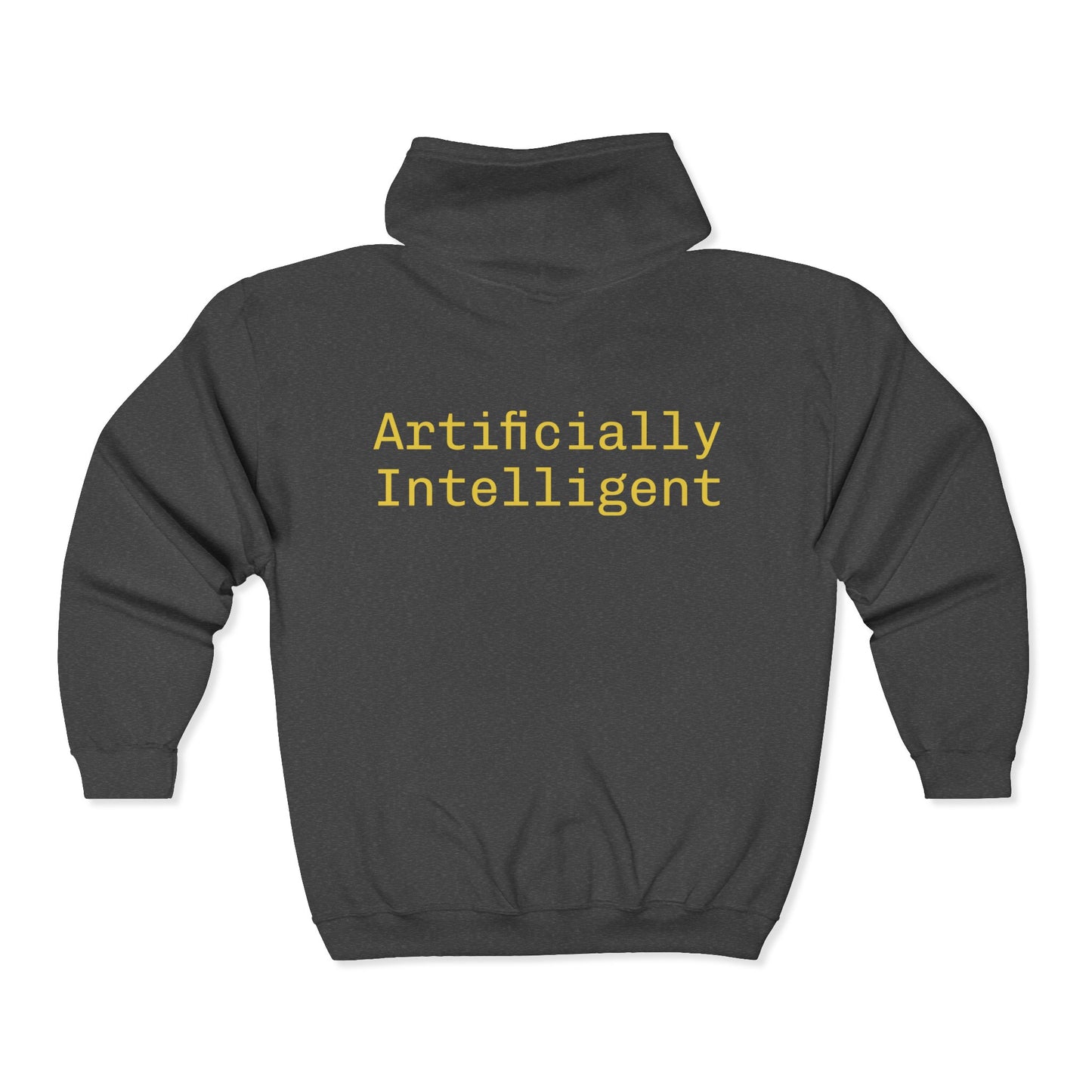 Artificially Intelligent Zip Hoodie — "Artificially Intelligent" Text & Sparkle Design