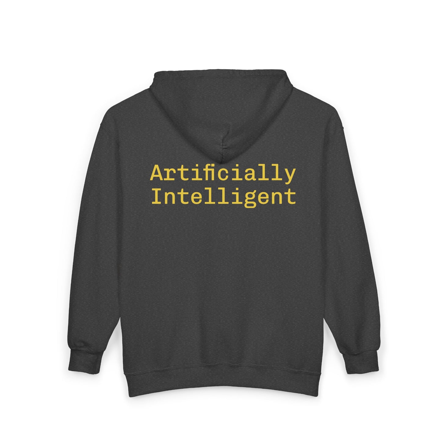 Artificially Intelligent Zip Hoodie — "Artificially Intelligent" Text & Sparkle Design