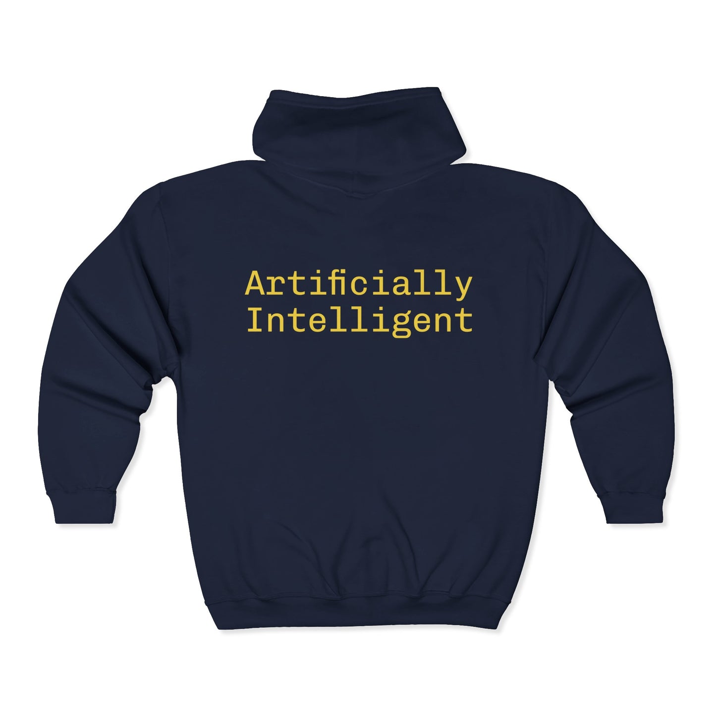 Artificially Intelligent Zip Hoodie — "Artificially Intelligent" Text & Sparkle Design