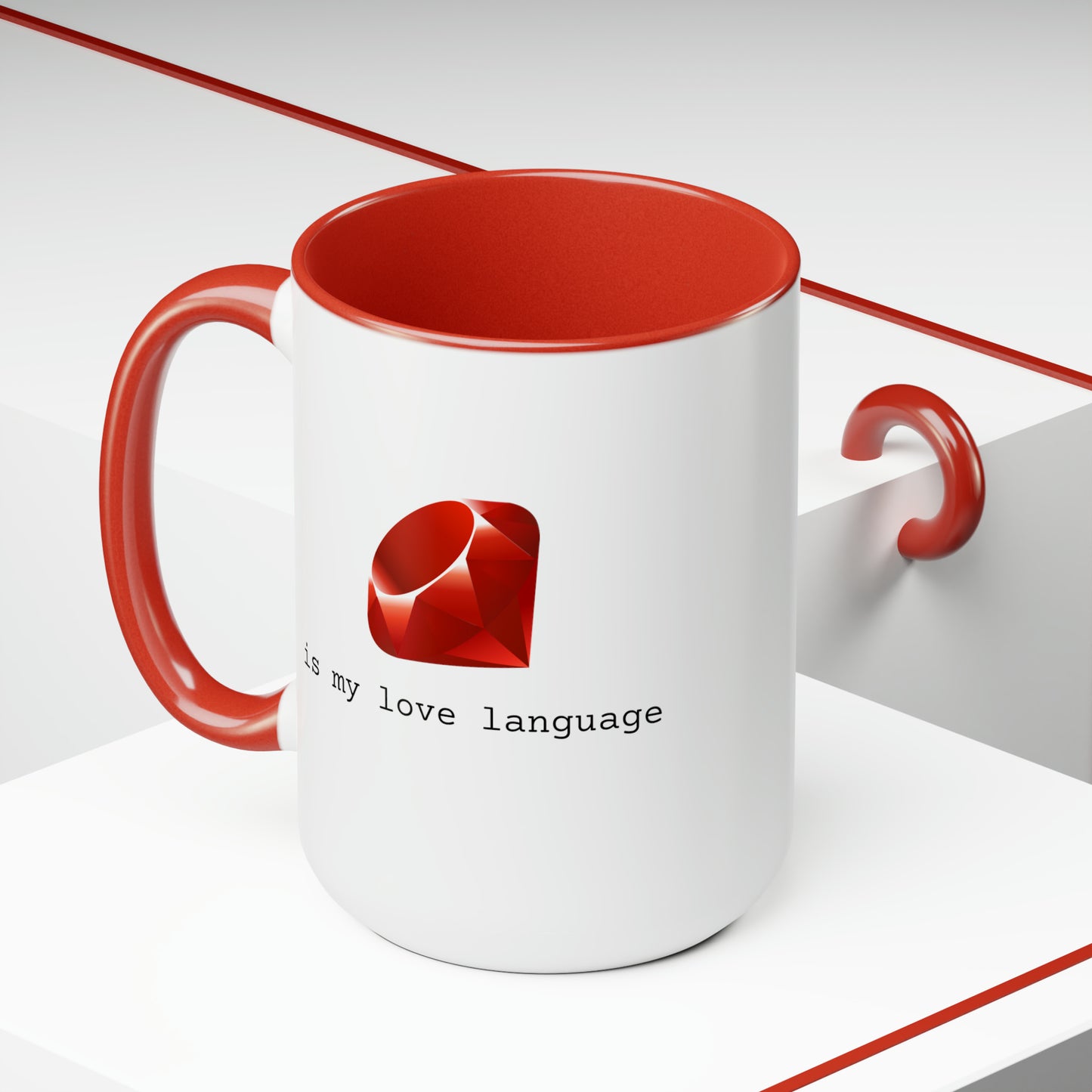 Ruby is My Love Language, Two-Tone Coffee Mug, 15oz