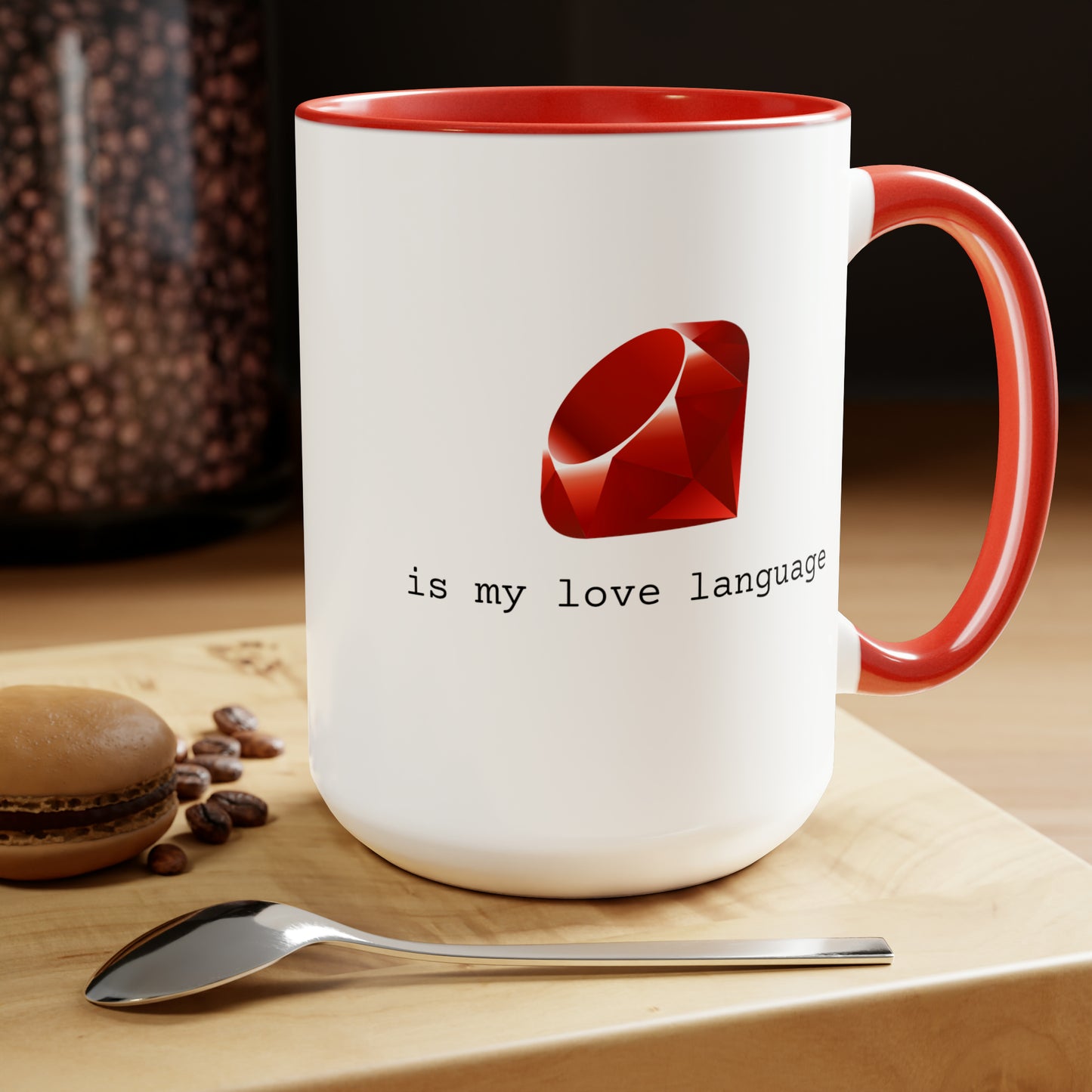 Ruby is My Love Language, Two-Tone Coffee Mug, 15oz