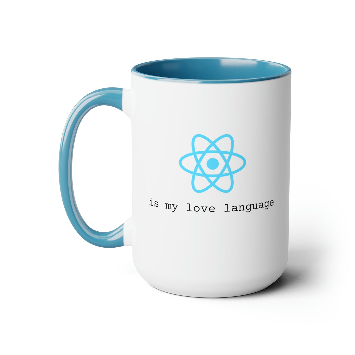 React is My Love Language, Two-Tone Coffee Mug, 15oz