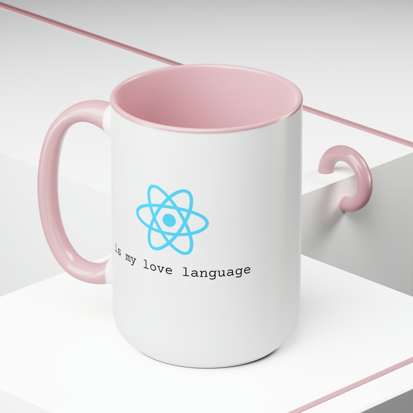 React is My Love Language, Two-Tone Coffee Mug, 15oz