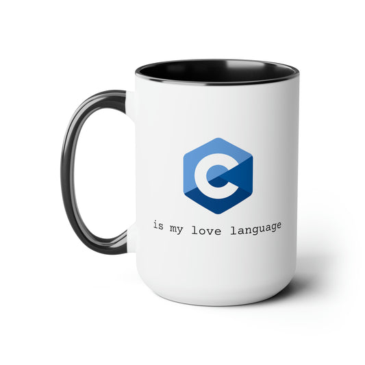 C is My Love Language, Two-Tone Coffee Mug, 15oz