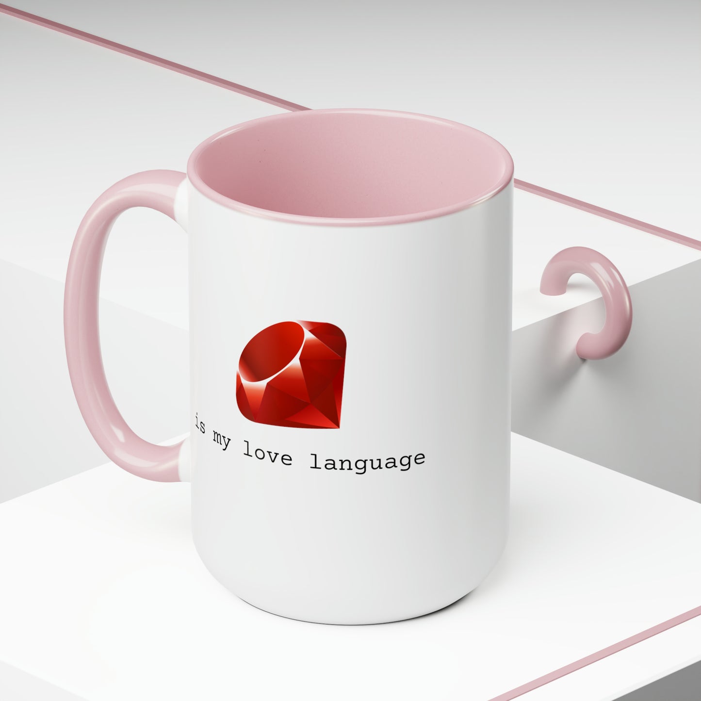 Ruby is My Love Language, Two-Tone Coffee Mug, 15oz