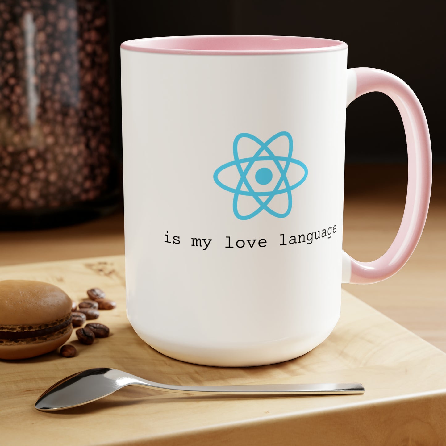 React is My Love Language, Two-Tone Coffee Mug, 15oz