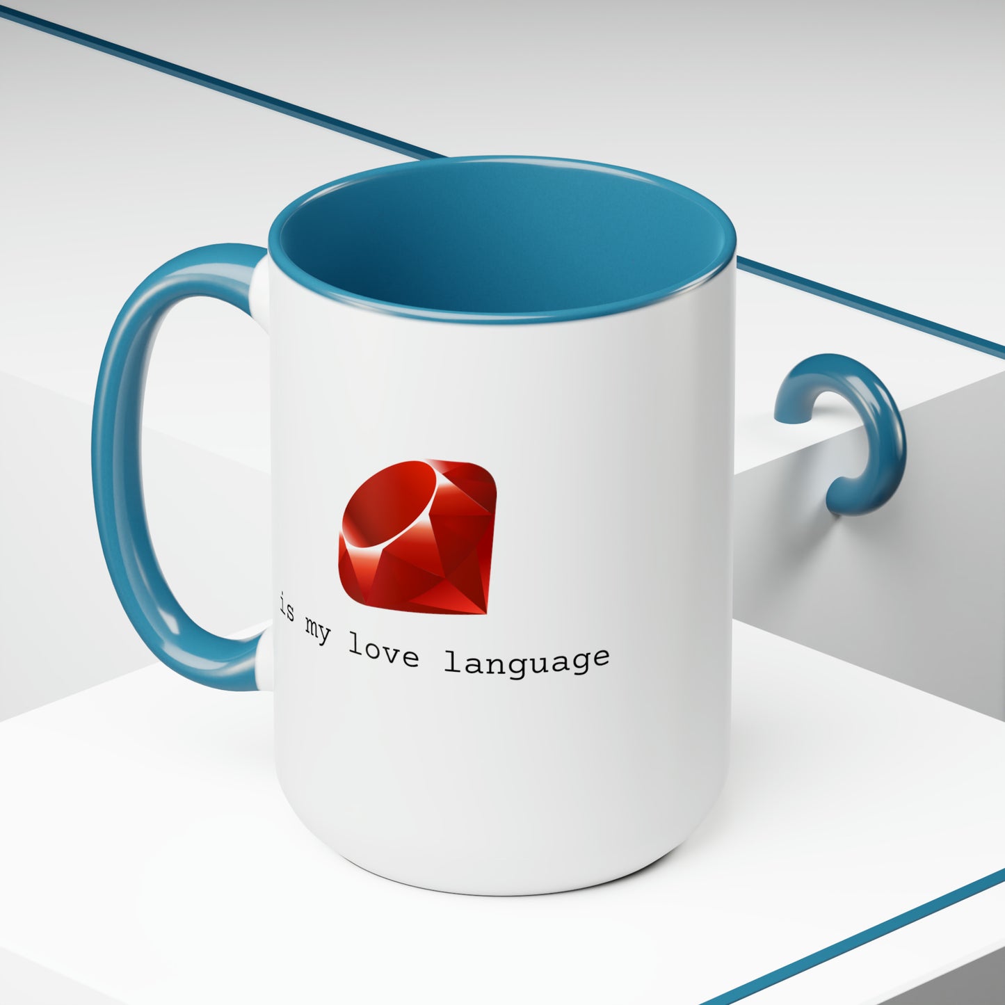 Ruby is My Love Language, Two-Tone Coffee Mug, 15oz